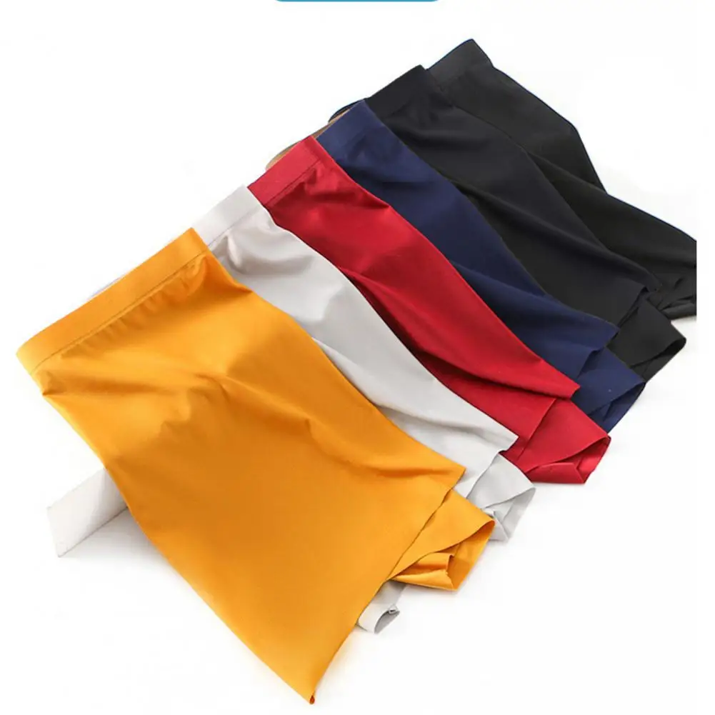 Mens Underwear Boxers Stretchy Solid Color Thin Seamless Ice Silk Panites Quick-drying Breathable Summer Men Shorts Underpants