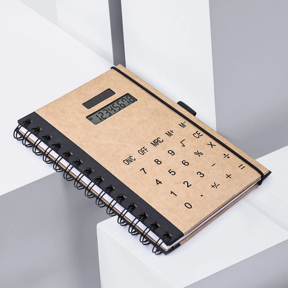 

Solar Powered Calculator Notepad Premium Hardcover Lined Writing Paper for Office School Travel Journal Multifunctional Spiral