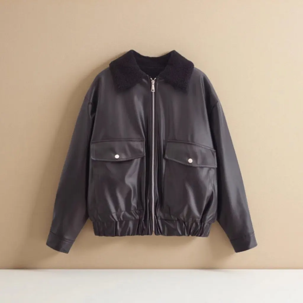 Moda feminina casual retro forrado jaqueta de pele de cordeiro novo estilo europeu e americano atacado