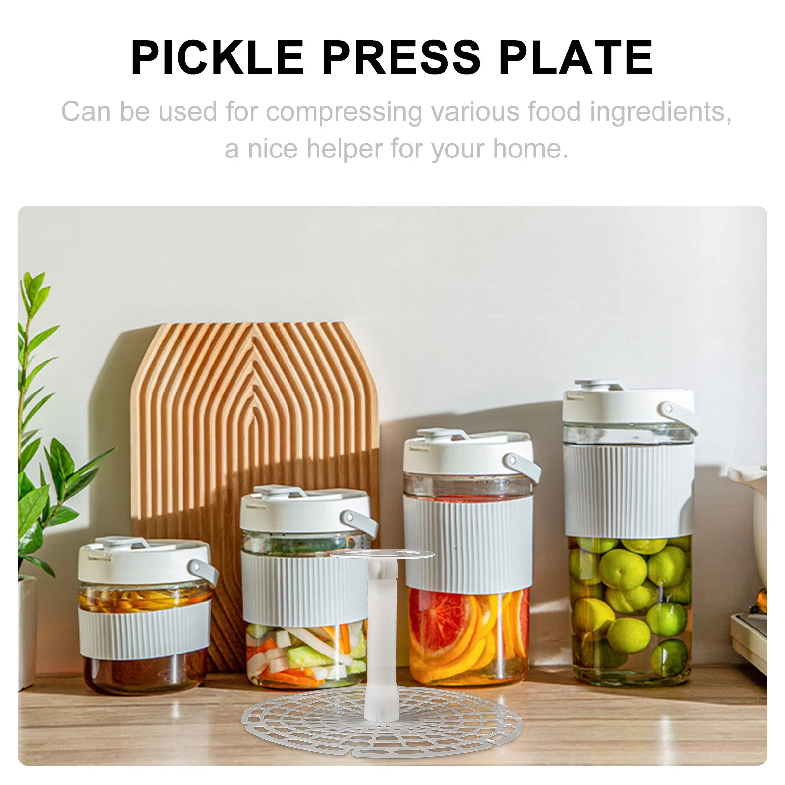 

Alipis Pickle Press Fermentation Tool Jar Vegetable Tamper Plastic Pickle Fixer White