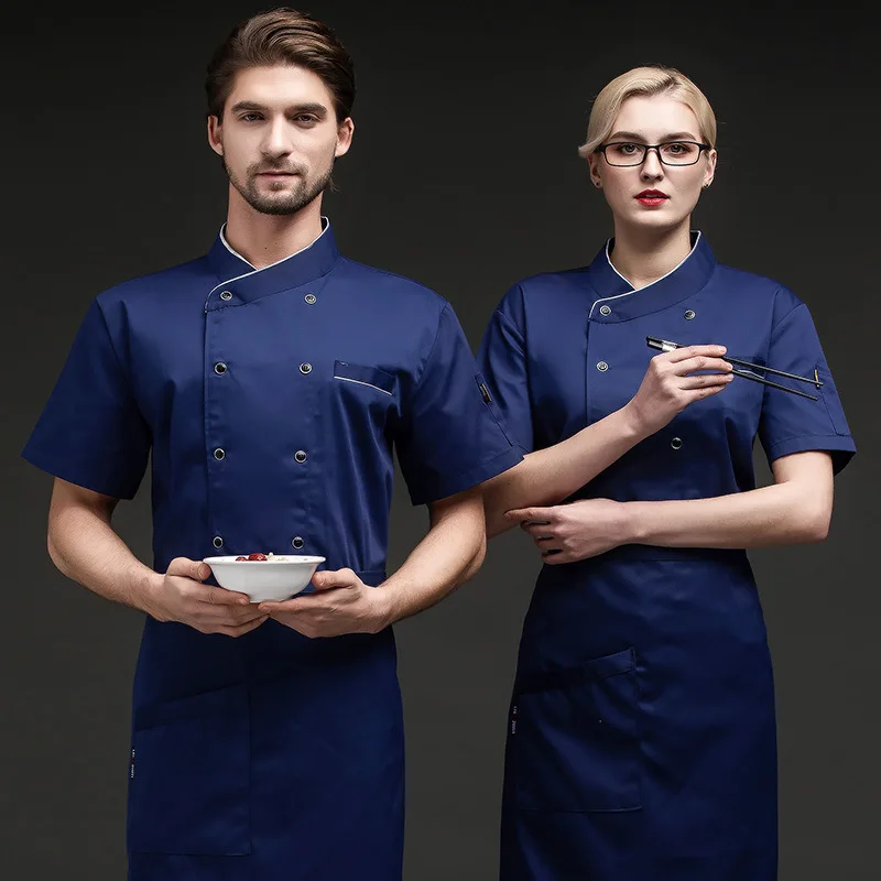 Unisex Chef Restaurant Jacket Short Long Sleeve Double-Breasted Chef Coat Men Women Canteen Hotel Kitchen Bakery Work Uniform