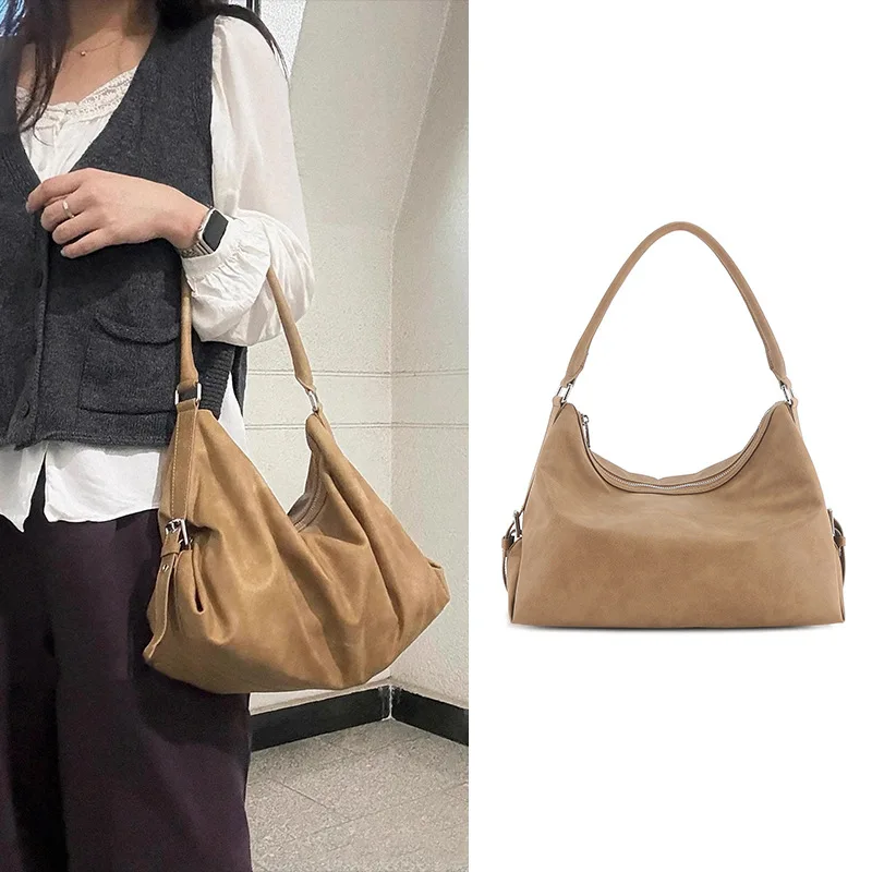 South Korea Niche Style Simple All-Match Shoulder Handbag Hobo Bag Dumpling Bag