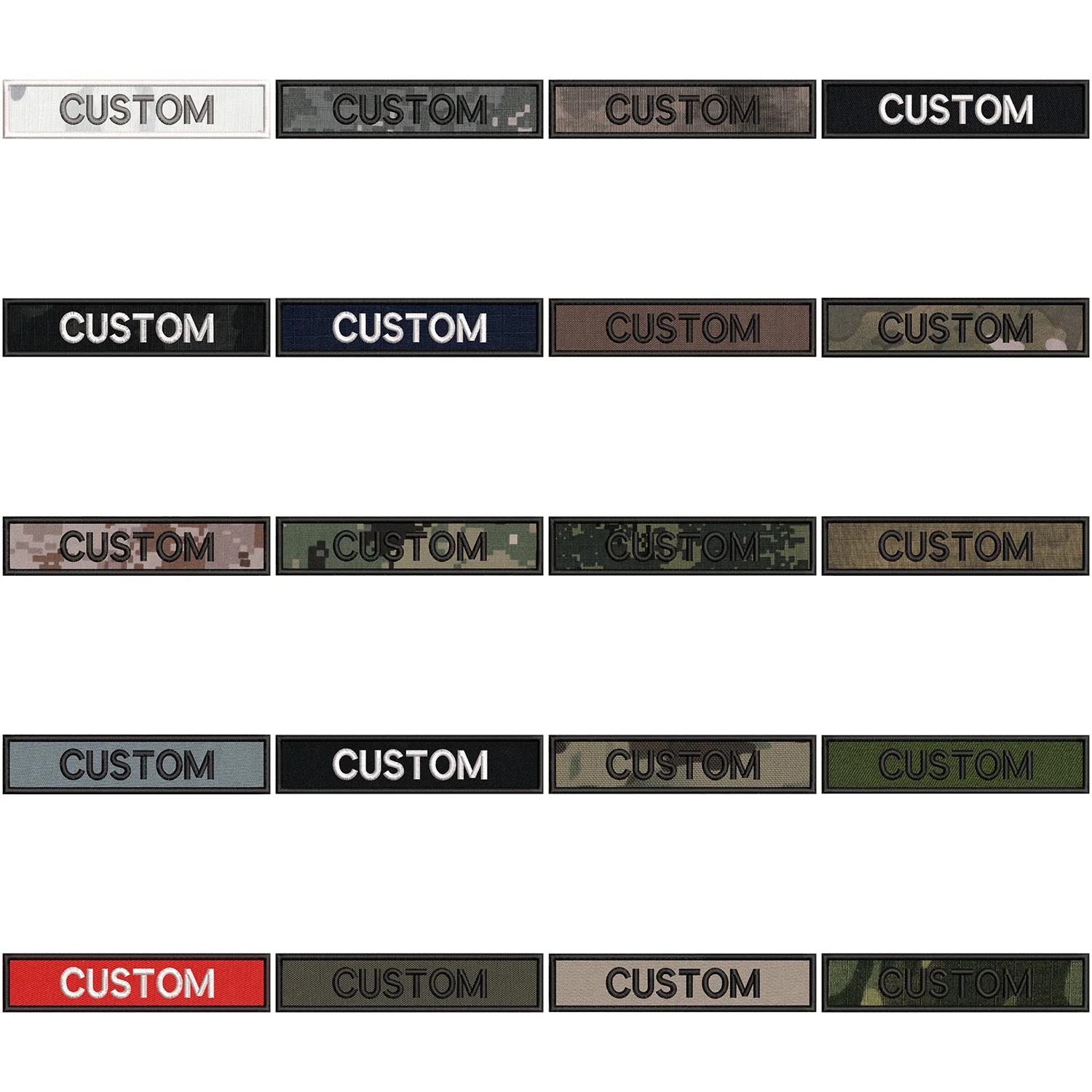 Embroidery Custom Patch Name Tape Hook and Loop Frame Border Type 12.5cm 14cm Black Green Tan Brown RG ACU Multicam