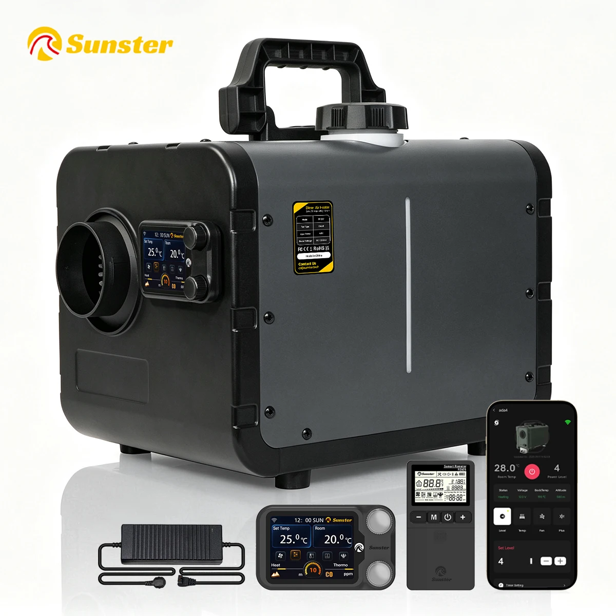 8KW Diesel Air Heater WiFi & Bluetooth App Control, 12V/24V DC & 110-240V AC, Dual Brushless Motor, CO Monitor Remote, 5500m Plateau Mode Parking Heater for RV Truck Camper Indoor Outdoor