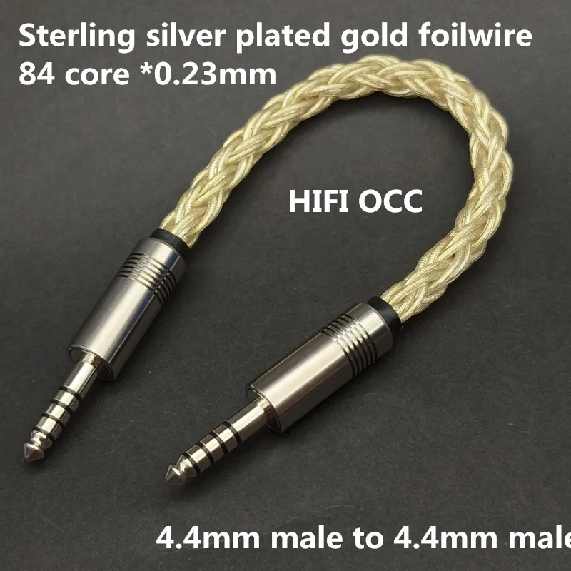 HIFI OCC 12 strands sterling silver plated gold foil wire 3.5 Single end /2.5 4.4 Balanced ear set to record wire/through wire