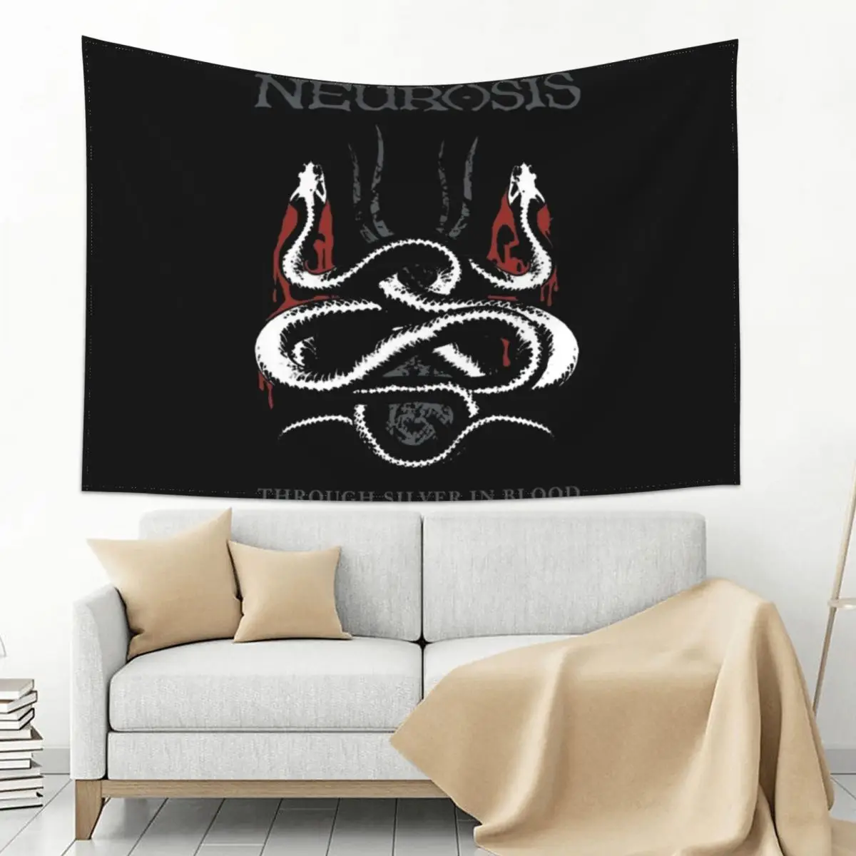 

Neurosis: Trough Silver in Blood Tapestry Room Decoration Korean Style For Bedroom Home Decoration Accessories Tapestry