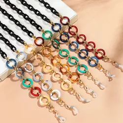 New Colorful Acrylic Link Sunglasses Chain Mask Strap for Women Trend Geometric Neck Cord Glasses Lanyard Rope Accessories Gift