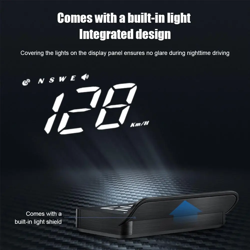 Car HUD Head-up Display GPS Holographic Speedometer Wireless USB Instrument Projector Compatible Multi-function Connection K8D0