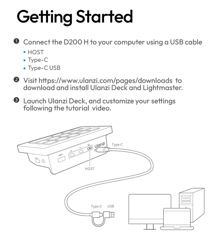 Ulanzi D200H D200 7 in 1 Stream Deck Controler Keyboard with 14 LCD Keys for OBS Live Youtube Content Creation Gaming Office