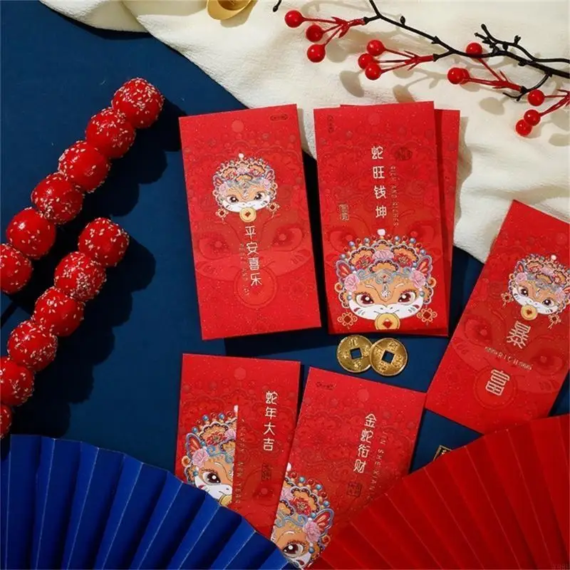 6Pcs Redness Envelopes for Spring Festival Cartoon Chinese Zodiacs Money Packets