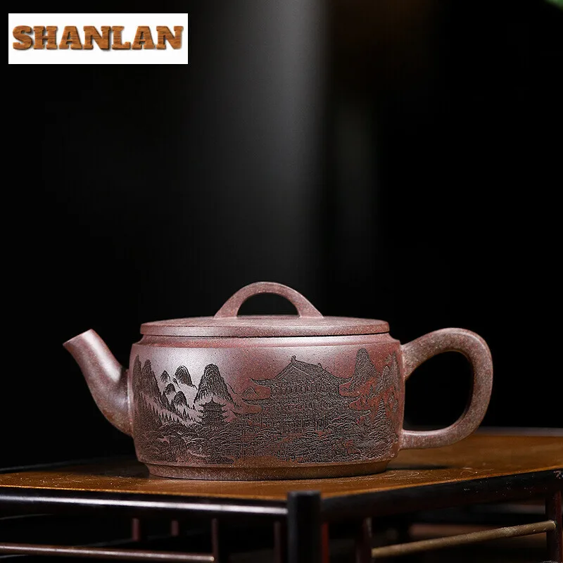 

300ML Exquisite Yixing Purple Clay Teapots Master Handmade Pot Raw Ore Section Mud Kettle with Infuser Zisha Tea Set Gift Craft