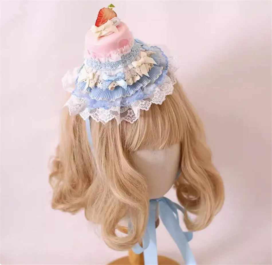 Sweet Celebration Lolita Cake Model Lace Bow Hairpin Headband Women Girl Birthday Party Barrettes