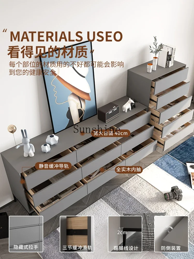 Italian solid wood simple modern bedroom wall locker living room special drawer cabinet  FT