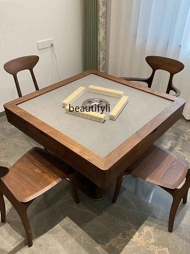 Villa Electric Mahjong Table North America Black Walnut Mahjong Machine Automatic Advanced Solid Wood Mahjong Table