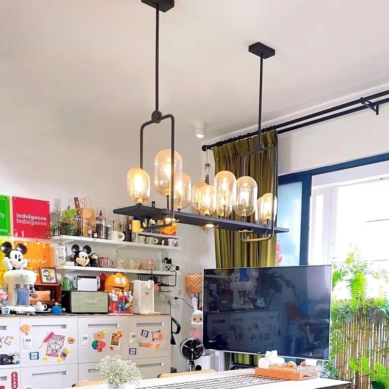 

Modern Glass Pendant Light Retro Kitchen Lights Hanging Candle Restaurant Bar Coffee Shop Industrial Lamp Fixture Home Decor