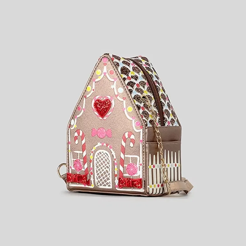 Cute House Shape Women Handbag Creative Small House Design PU Leather Top Handle Bag Sweet Ladies Crossbody Shoulder Bag