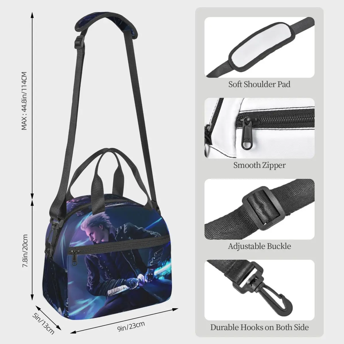 Vergil From The Devil May Cry Series Lunch Bags Bento Box Lunch Tote Resuable Picnic Bags Thermal Bag for Woman Student Office