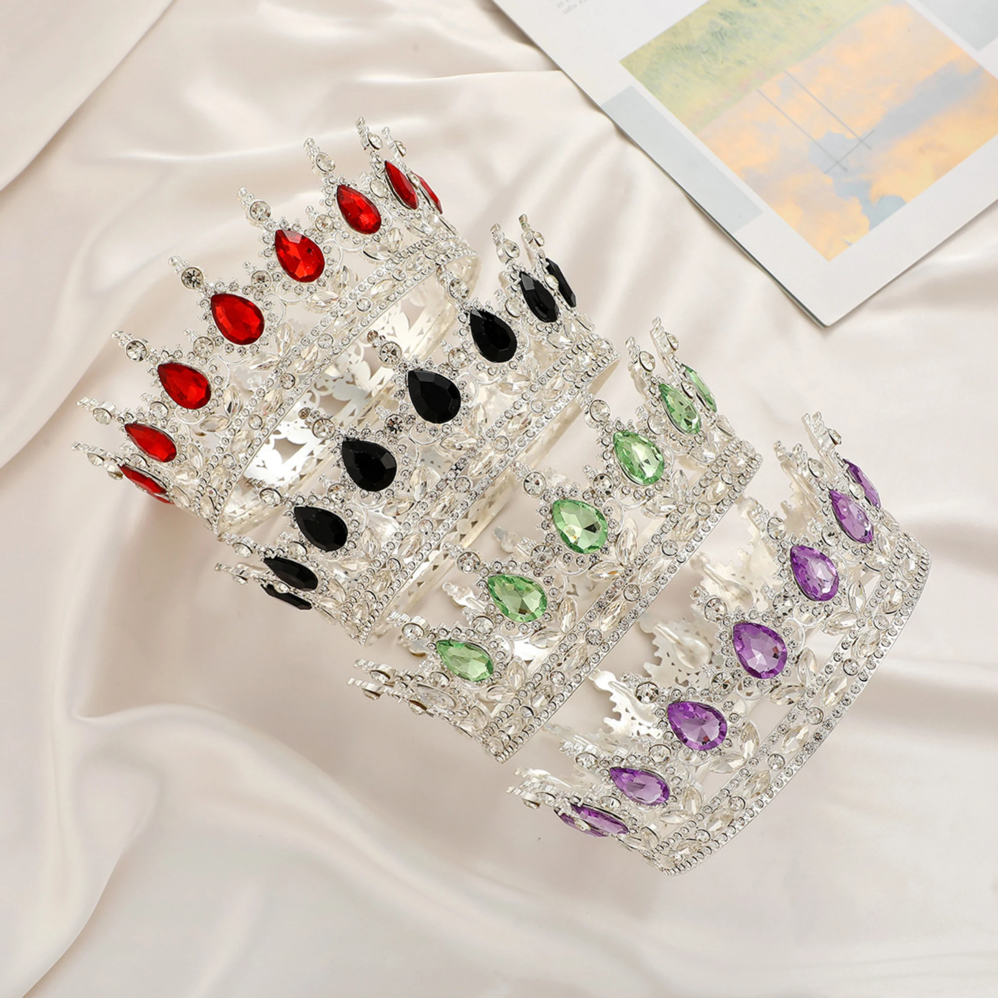 1pc Luxus Diamant Kristall Prinzessin Braut Krone Glänzende Runde Kopfschmuck für Frauen Geburtstag Hochzeit Party Exquisite Elegant – Detail 4