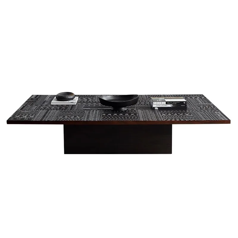 

Designer wooden square coffee table living room simple modern stainless steel low table