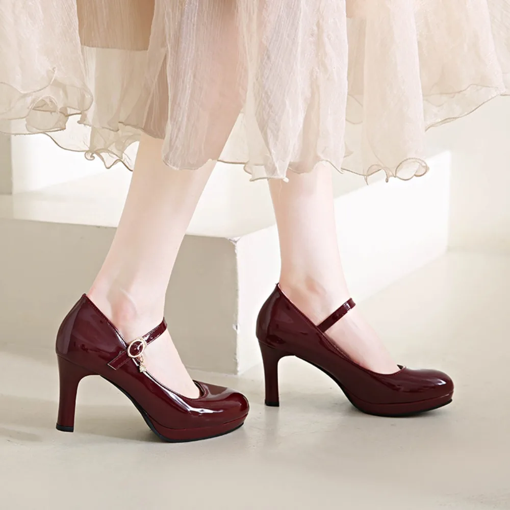 2025, schwarze High Heels für Damen, Frühlings-Freizeitschuhe, Damen-High-Heels, einfarbig, Keilschuhe, Übergröße, High Heels, Größe 34–42 – Detail 4
