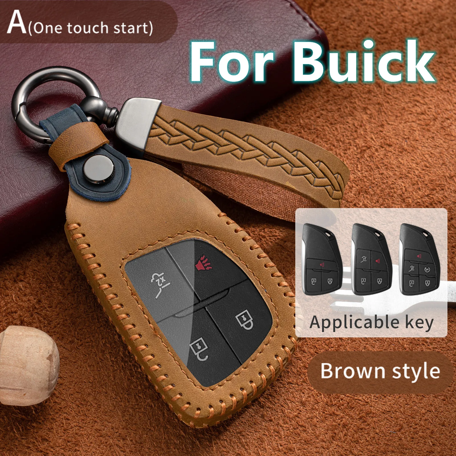 

Leather Car Key Cover Case for Chevrolet Tahoe Suburban for GMC Yukon for Buick ENVISION S Plus Avenir 2020 2021 2022 2023