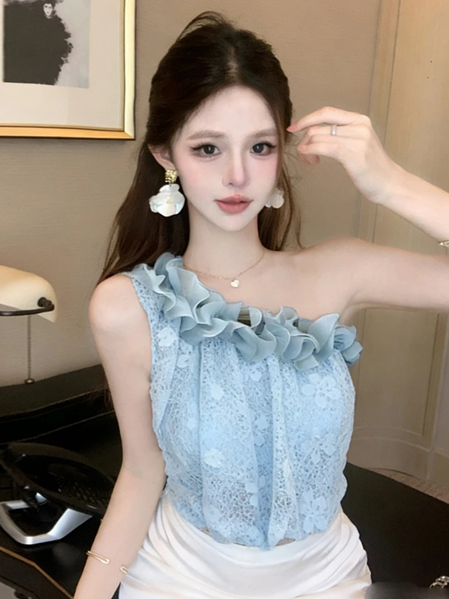 

Сексуальный и нежный топ без бретелек с открытыми плечами, 3D цветами и эффектом утяжки на талии для молодых женщин