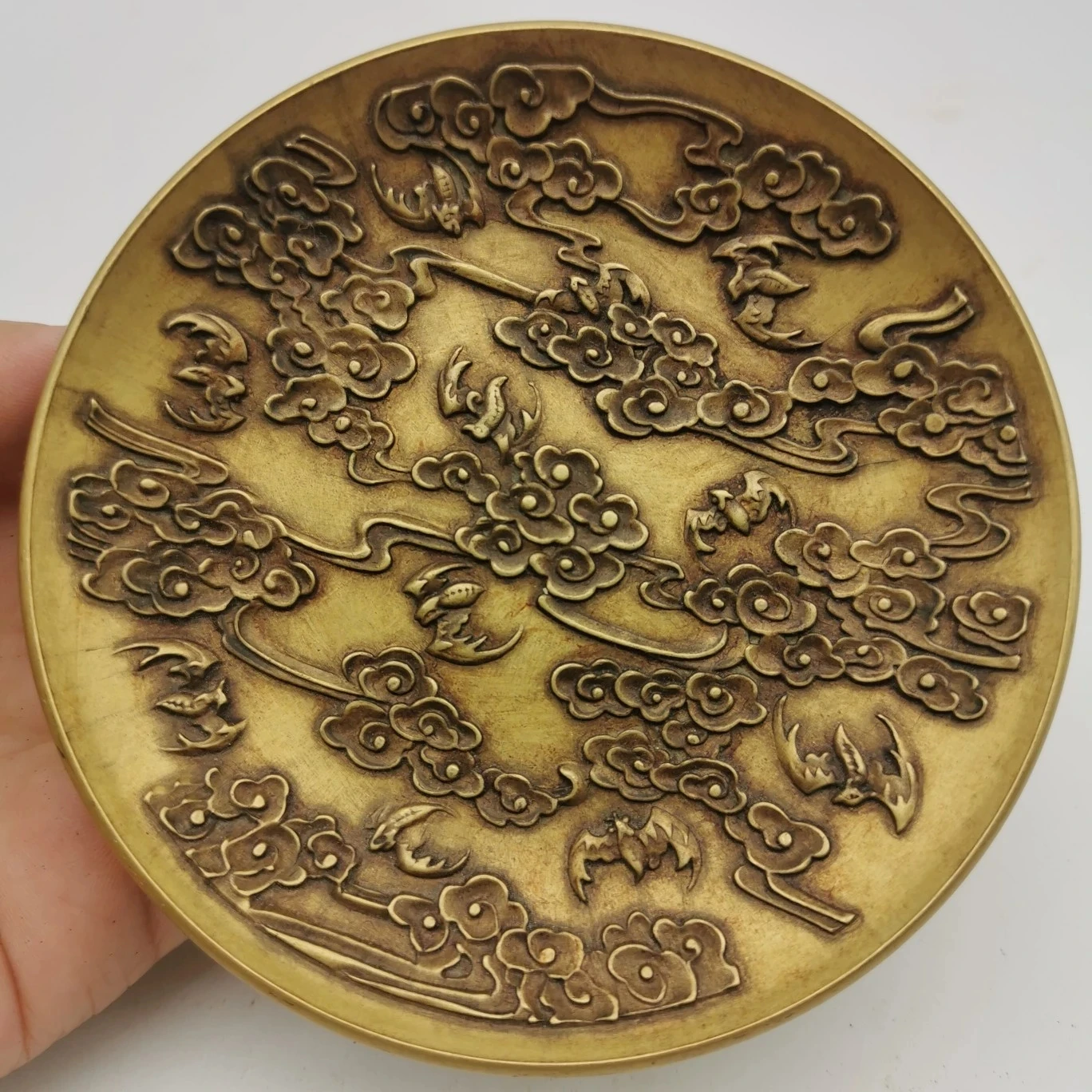 Free Delivery China Elaboration Brass Carving Propitious Disc Metal Crafts Home Decoration