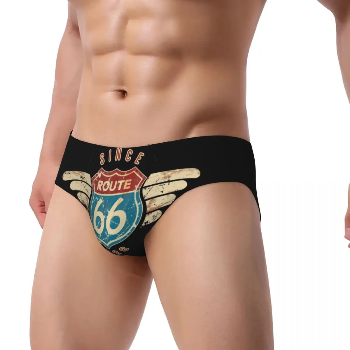 Custom Men Route 66 Sign Since 1926 Panties Underwear Male Breathable Briefs Underpants