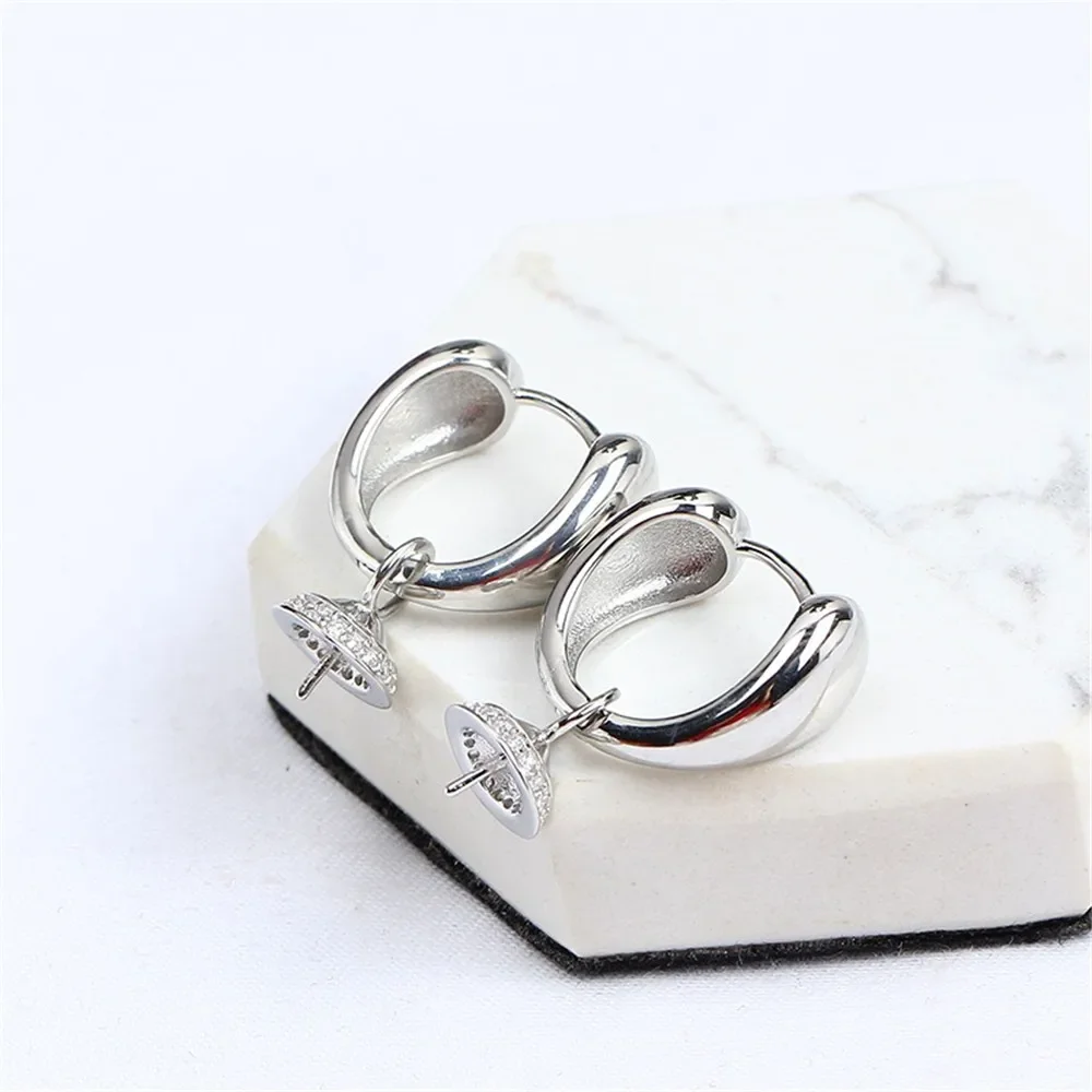 S925 Sterling Silver Pearl Earring Settings DIY Jewelry Making Supplies Blank Earring Posts for Handcrafted Accessories No Pearl