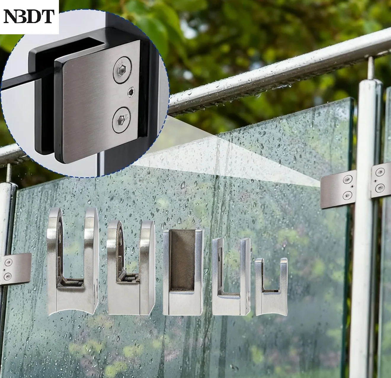 4Pcs Cast SUS304 Glass Railing Bracket Clamps Post Attached