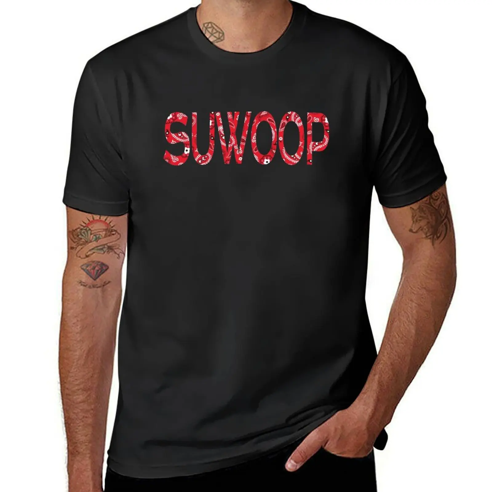 SUWOOP bandana pattern T-Shirt korean fashion shirts graphic tees oversized t shirt men