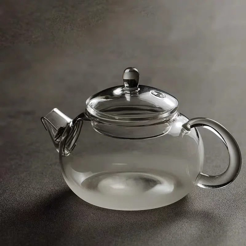

Japanese Minimalist Heat-resistant Cloud and Mist Frosting Small Kung Fu Glass Teapot With Filter Flower Kung Fu Tea Pot Teaware