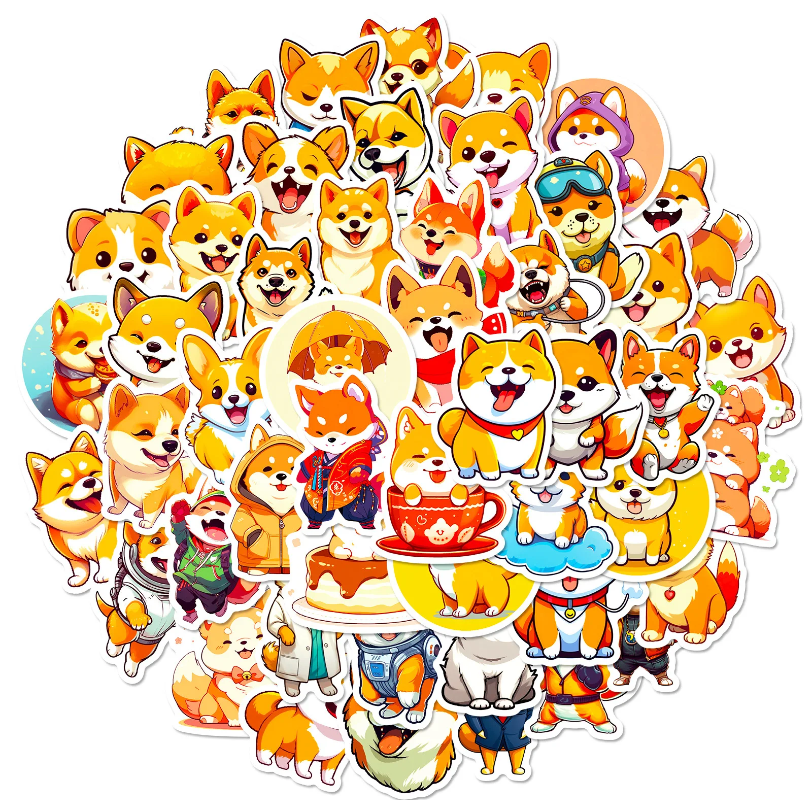 50 pcs/set Kawaii Shiba Inu Cartoon PVC Waterproof Stickers Scrapbooking Diy Journal Stationery Gift Cute Sticker Gift Prizes