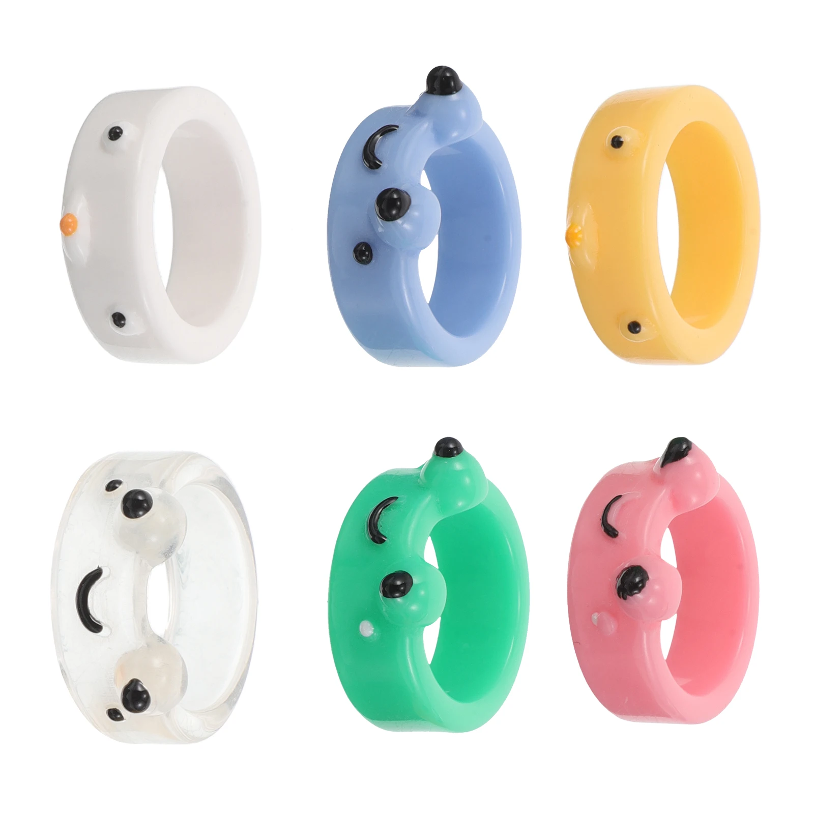 

6 Pcs Ring Cute Rings for Women Kawaii Frog Resin Figurines Frogs Lovely Animal Finger