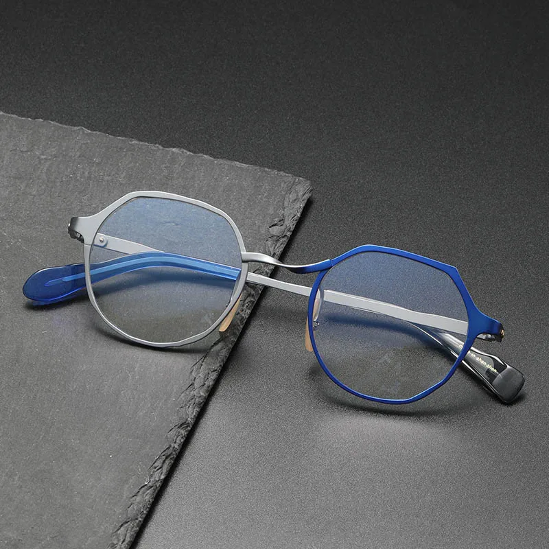 

Men' Pure Titanium Irregular Round Frame Glasses Handmade Women Patchwork Color Optical Myopia Eyeglasses Frames Eyewear