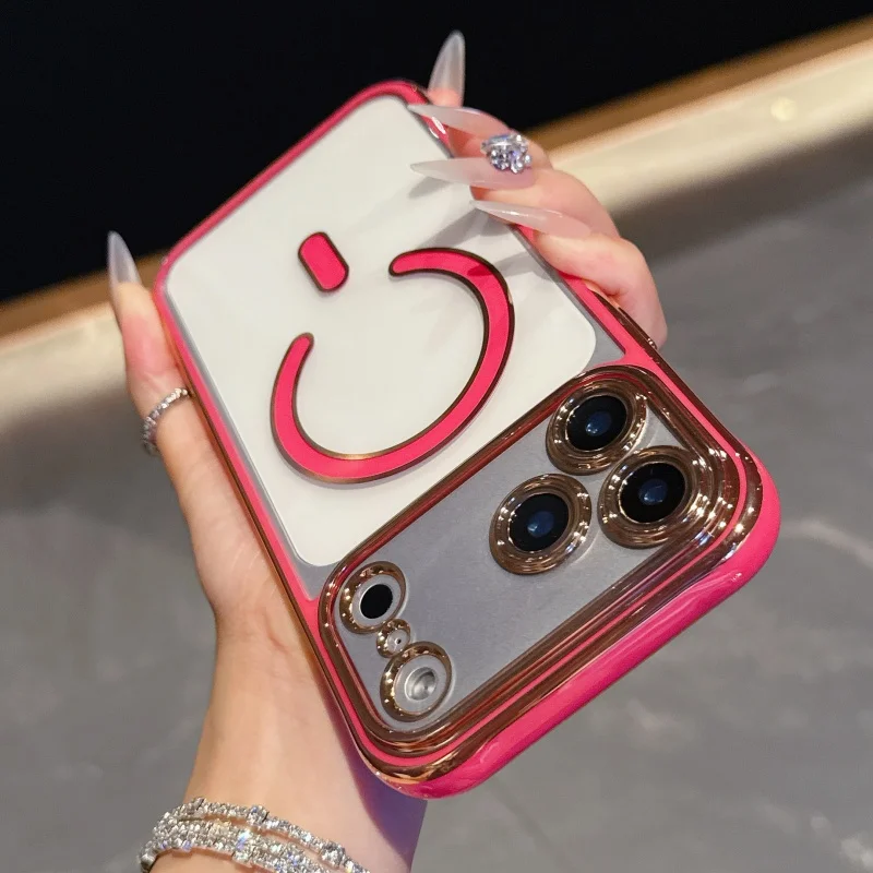 Luxury Plating Color Magsafe Wireless Charge Case For iPhone 17 Air 16 15 14 13 17 Pro Max Plus Camera Lens Protect Clear Cover
