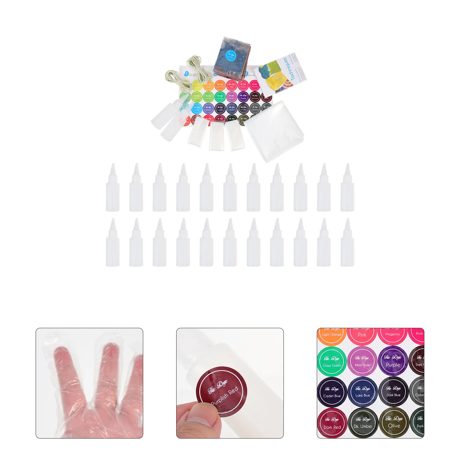 

1Set Tie Dye Kits 24 Colors Fabric Dye Powder Safe Non-Toxic Durable DIY Party Kit for Cotton Rayon Clothes T-Shirts Socks