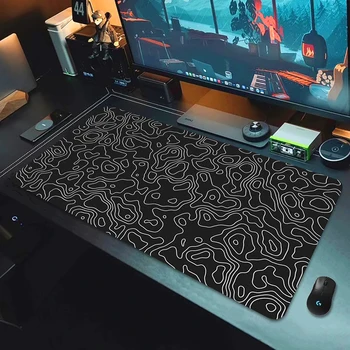 Strata Liquid Stains Black Mouse Pad 900x400 Topographic Large Mousepad Company Gaming Rug Xxl Deskmat HD Diy Personalized Deskpad