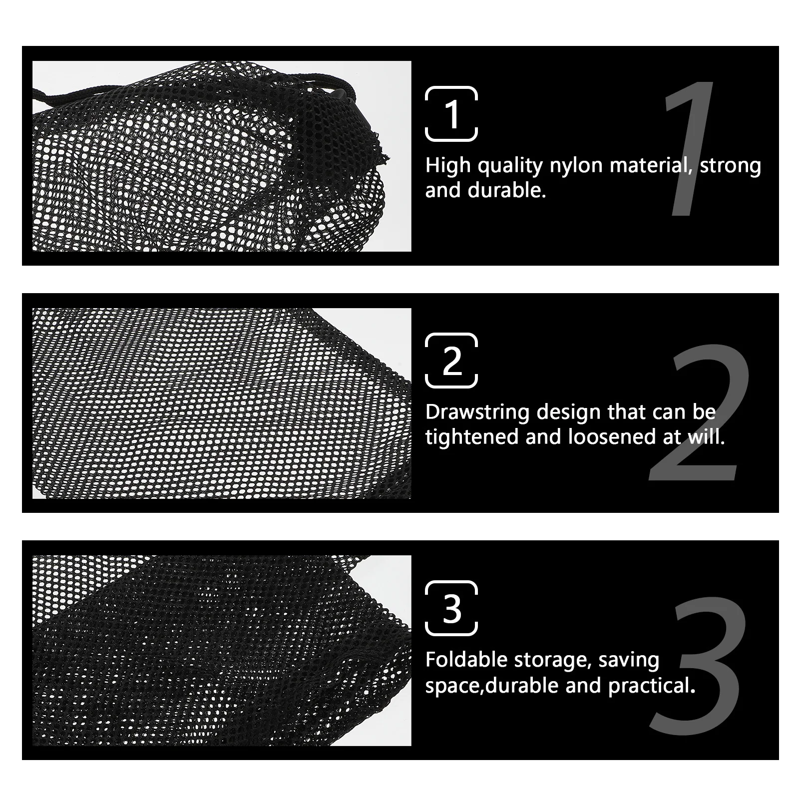 2Pcs Golfs Ball Storage Bag Black Portable Drawstring Mesh Pouch for Sports Supplies Balls Protection Travel Carrying Holder