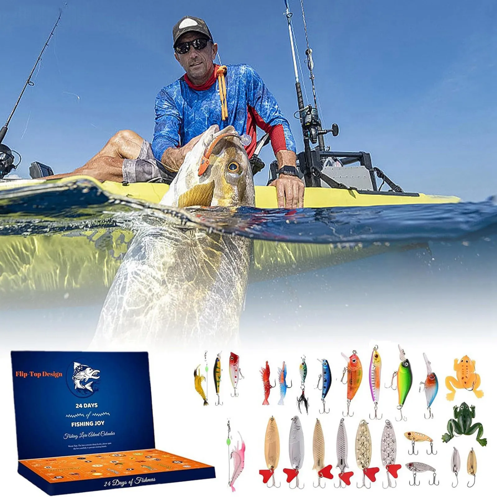 Fishing Tackle Advent Calendar Fishing Lures Set Fishing Gear Countdown Calendar Adults Kids Men Women Christmas Fish Bait Gifts