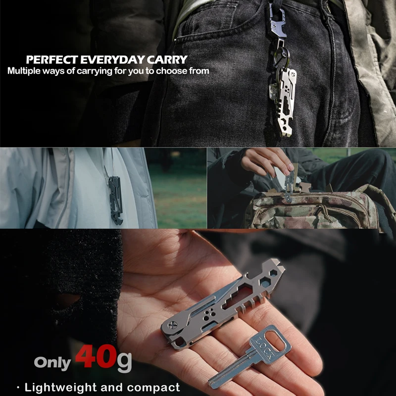 CNC 11 IN 1 Titanium Alloy Crowbar มีดที่เปิดขวดสําเร็จการศึกษาขนาดหกเหลี่ยมประแจ EDC เครื่องมือกลางแจ้ง Multifunction Camping