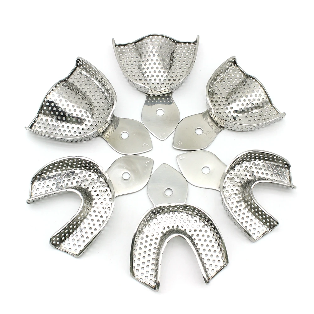 6pcs/set  Lab Tools Upper Lower Stainless Steel Impression Trays Autoclavable Lab Best Tools s