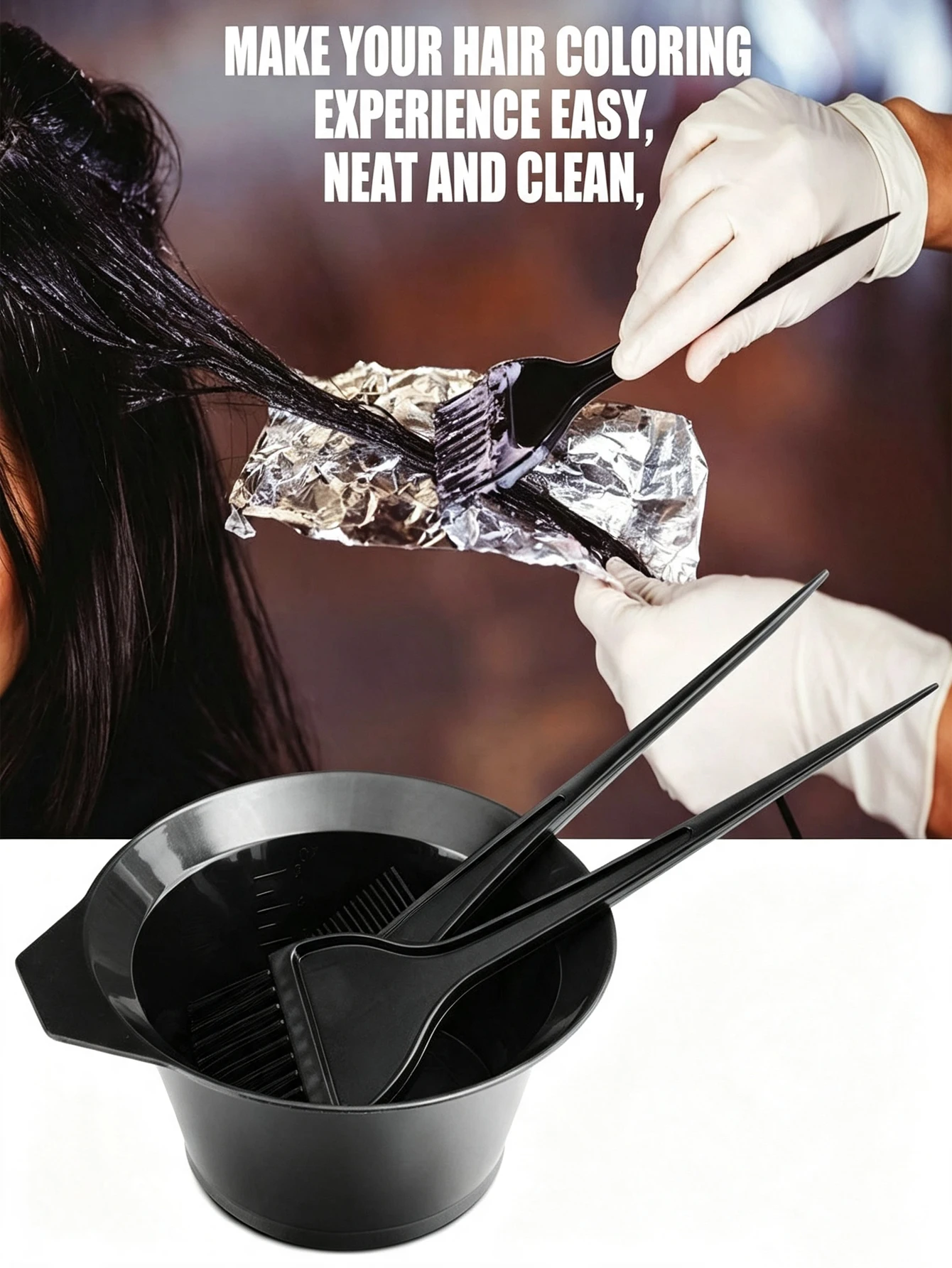4-Piece Hair Dye Brush and Bowl Set - Salon-Grade Hair Dye Comb and Styling Brush, Stain-Resistant and Easy to Clean |   All-In-One Hair Dye Kit, Suitable for Home Diy, Travel, Back-To-School, and Hair Stylists.