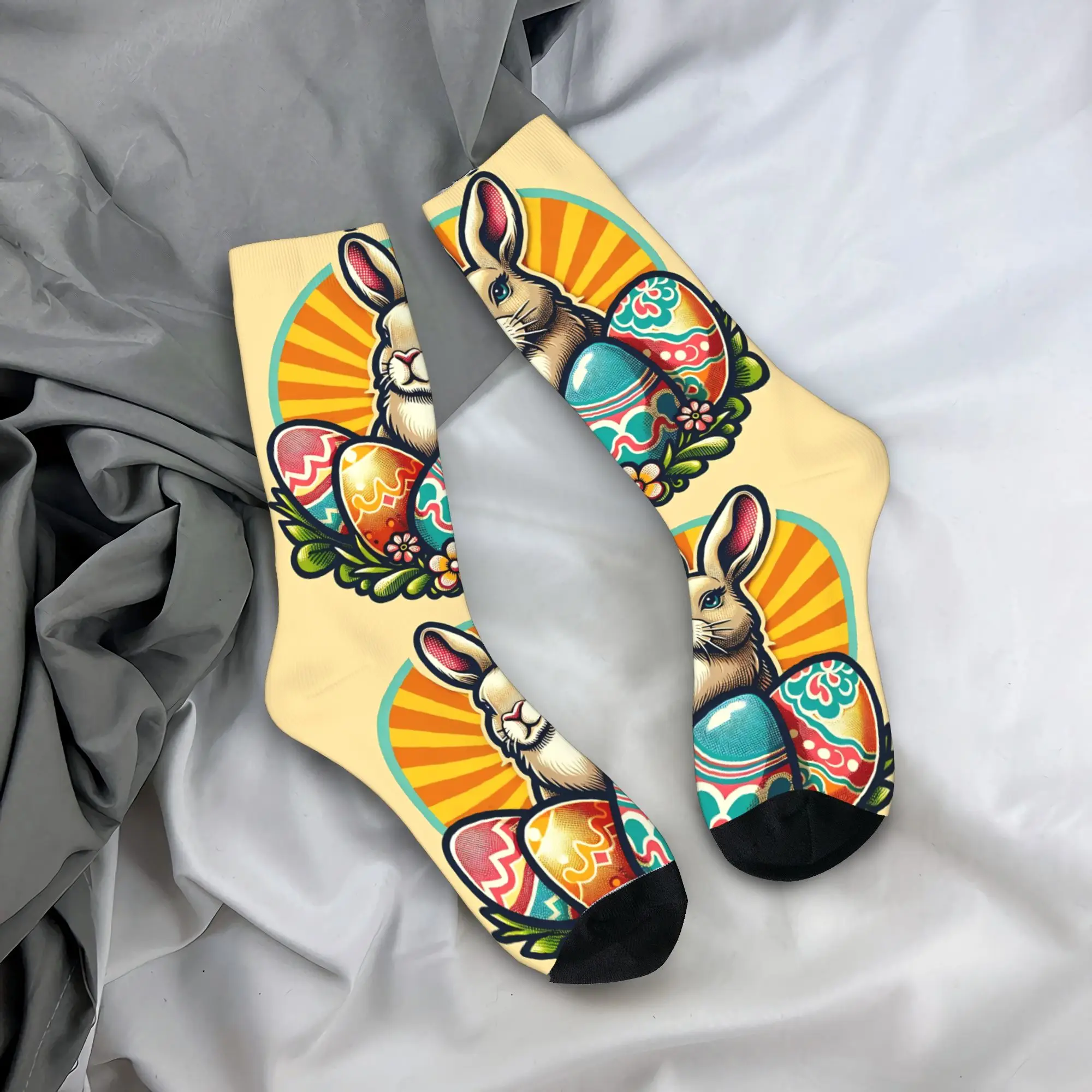 

Забавные пасхальные носки с кошачьими ушками и кроликами, осенние носки, забавные мужские качественные носки с графическим рисунком, антибактериальные носки для скалолазания