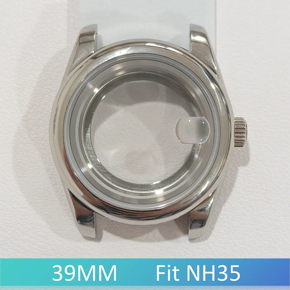 NH35 케이스 39mm, 오이스터 시계 케이스 316L 스테인리스 스틸 사파이어 글라스 투명 바닥 쉘, 캘린더 스트랩 부품 포함