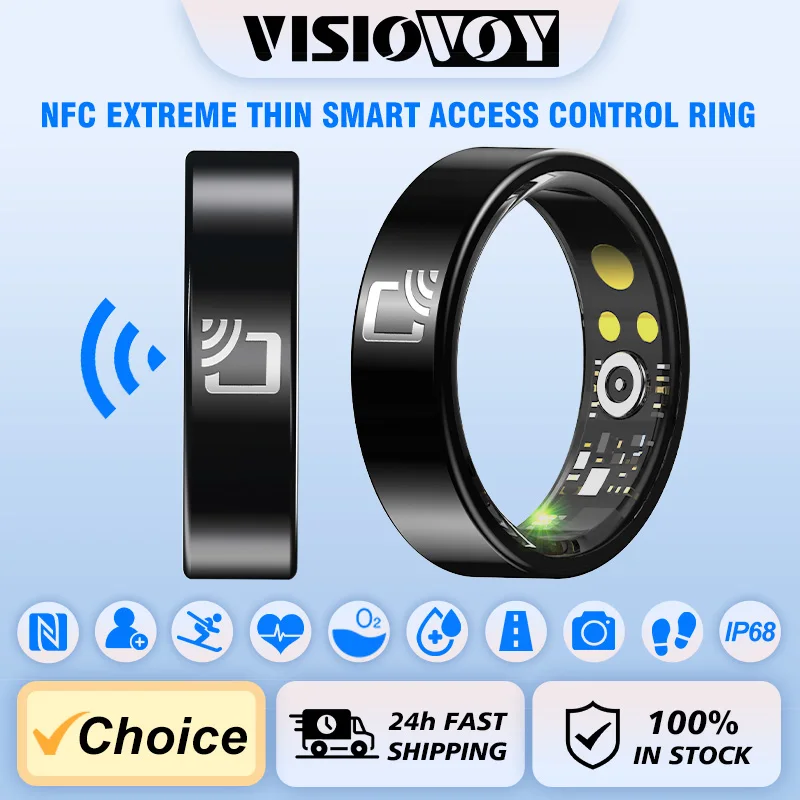 

Smart Ring NFC Tag Lable Health Rings Fitness Tracker US Size Ceramic Health Ring Sleep Tracking Heart Rate with Charging Case