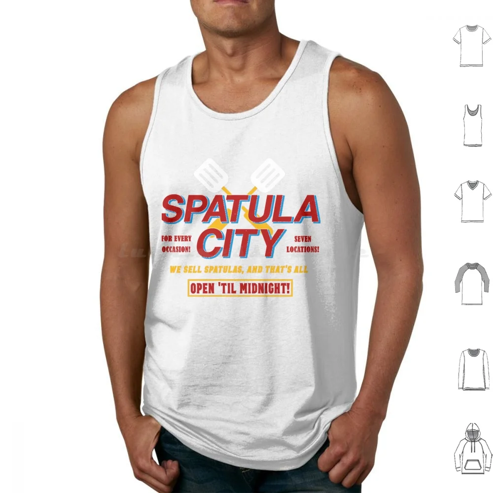 Lover Gift Spatula City Retro Wave Tank Tops Print Cotton Lover Spatula City Retro Wave Weird Al Yankovic White And