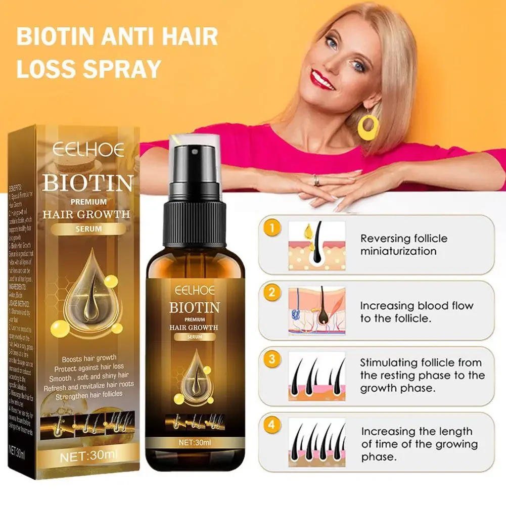 

30ml Products Biotin Hair Care Essential Oils Enhance Hair Roots Spray Scalp Treatment For Men Women