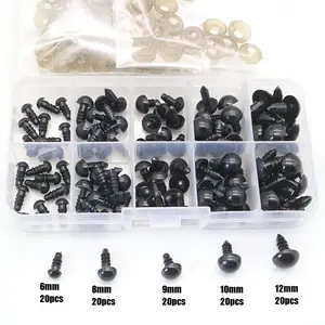 100 pçs 10mm globo ocular boneca acessórios preto pelúcia olhos de segurança amigurumi para brinquedos 6mm 8mm 12mm diy brinquedo engraçado olhos animais 8 principais vendas material boneca - №2
