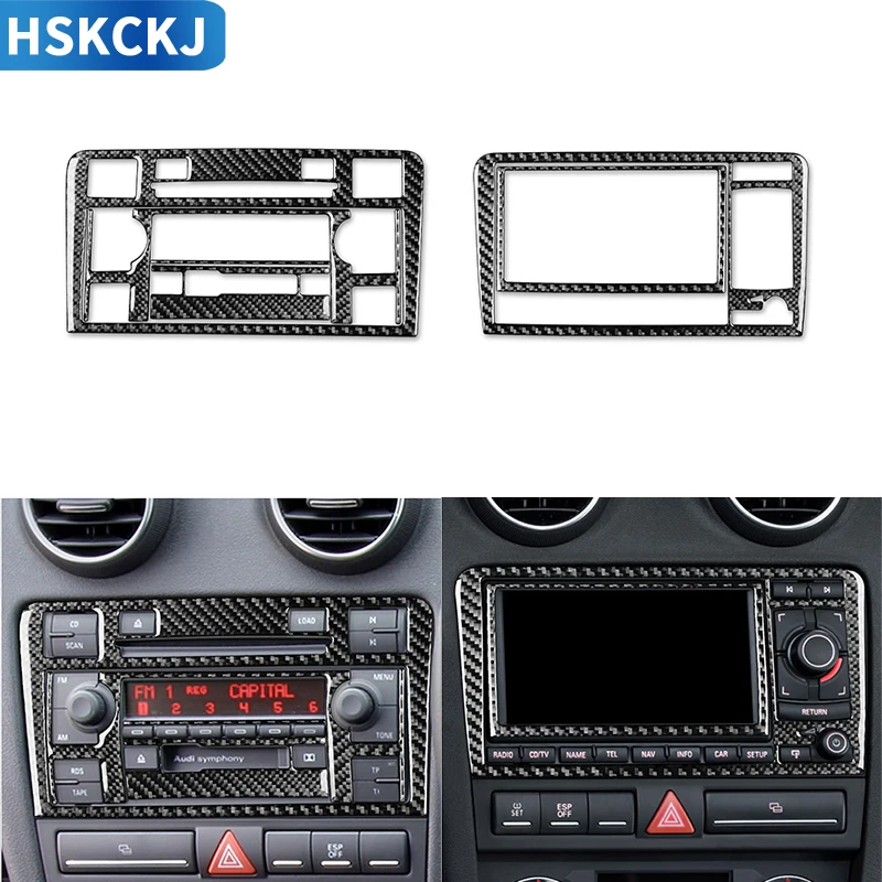 For Audi A3 S3 8P 2006 2007 Carbon Fiber Radio Console Navigation Control System Panel Cover Trim Sticker Car Accessories